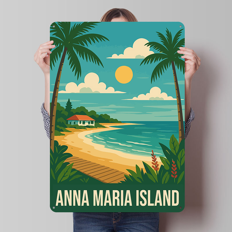 Retro Gaming Island - Poster Metallico di Anna Maria Island,