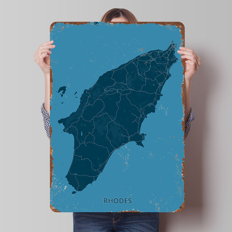 Retro Gaming Island - Poster della Mappa dell'Isola di Rodi,