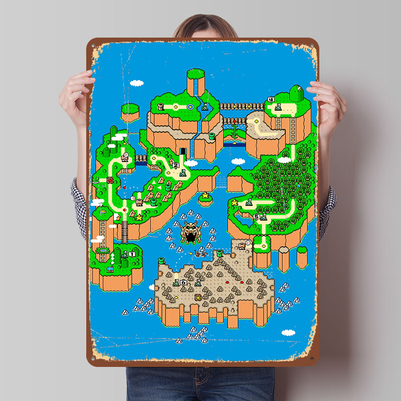 Retro Gaming Island - Poster in Metallo Dinosaur Land, Arte