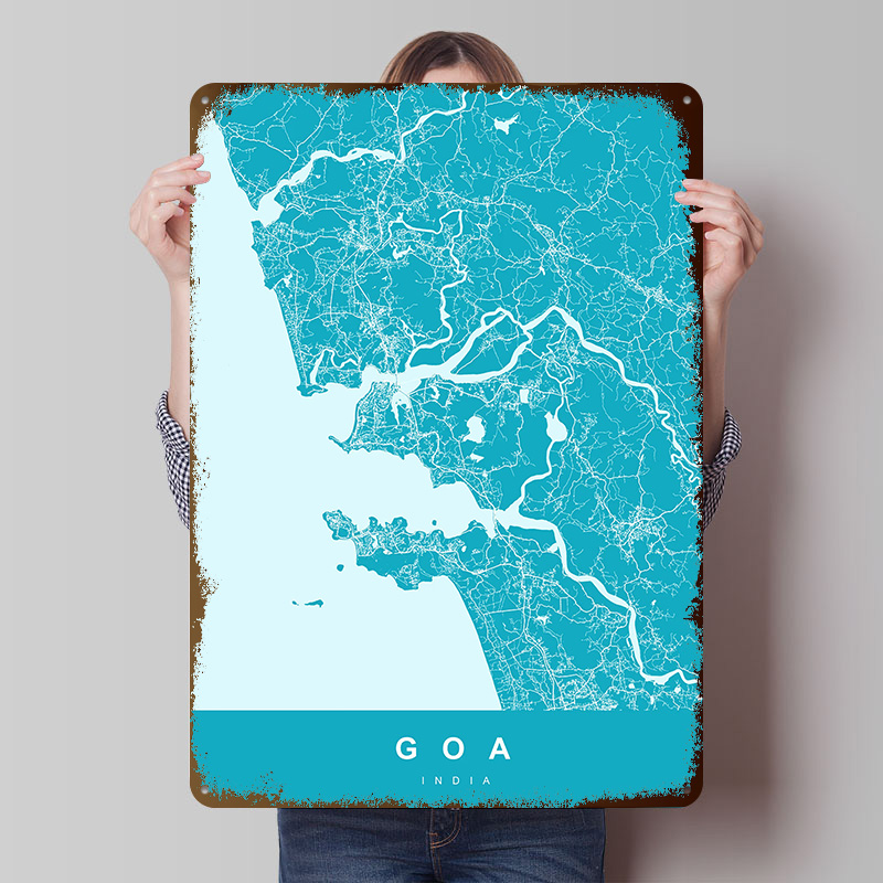 Retro Gaming India - Poster con Mappa di Goa India,
